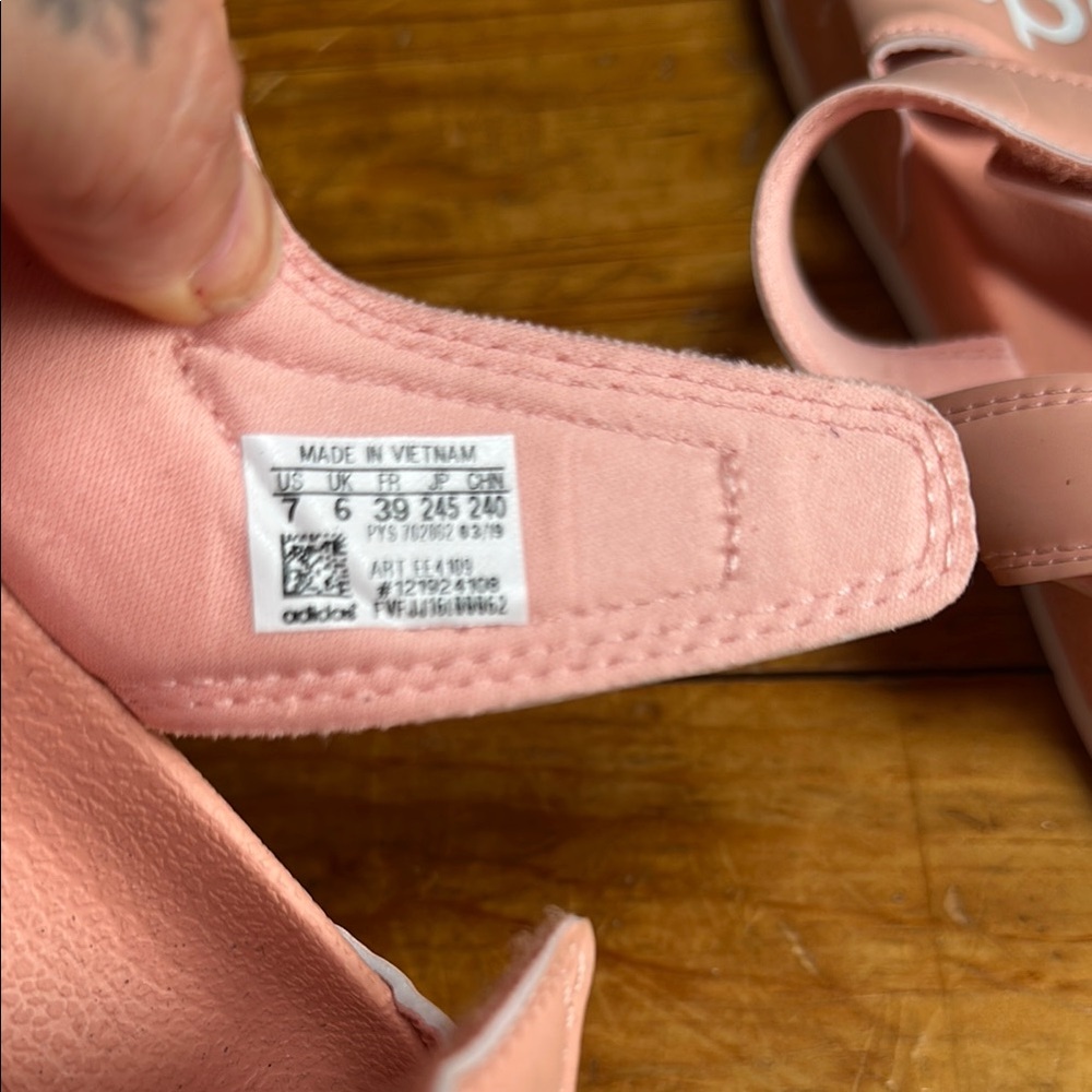 Adidas Women's Pink Neoprene Slides - Picture 4 of 6
